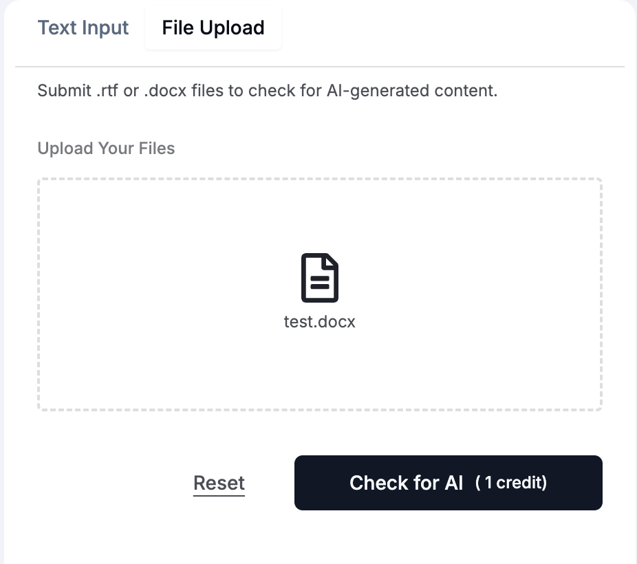 Pangram Labs File Upload Interface